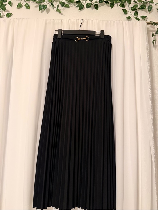 SHEIN Dresses & Skirts - SHEIN Black Pleated Maxi Skirt with Gold Buckle